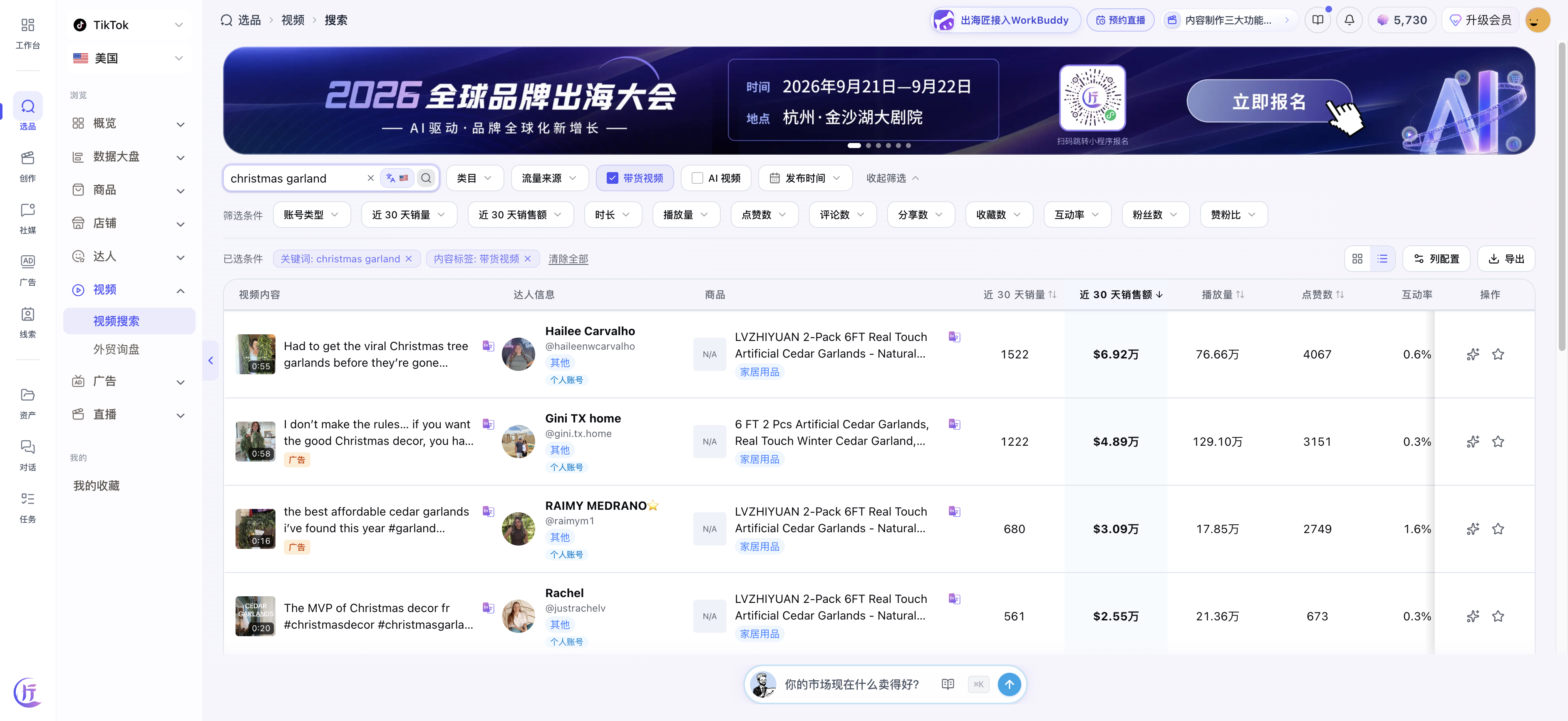 出海匠 Christmas garland 全粉丝 6000 条结果